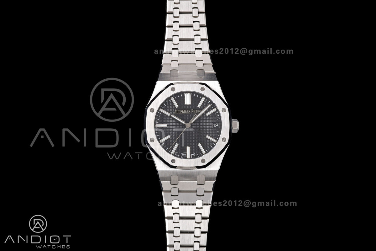 Royal Oak 41mm 15510 SS JF 1:1 Best Edition Black Dial on SS Bracelet SA4302 Super Clone